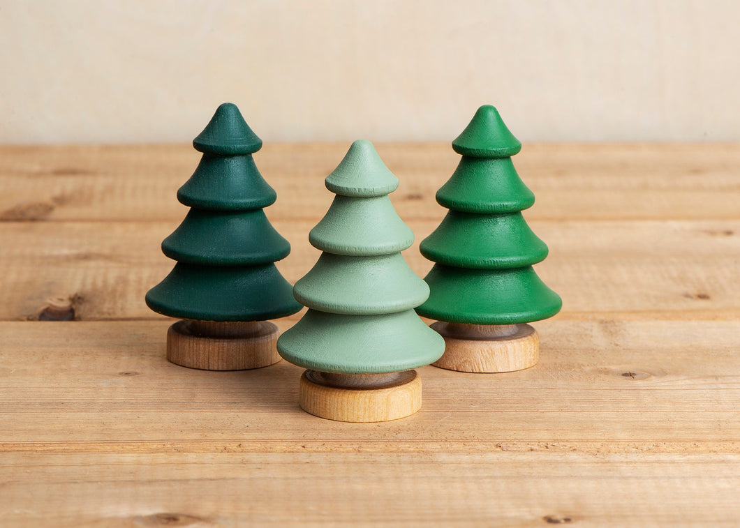 Set of 3 Wooden Forest Trees